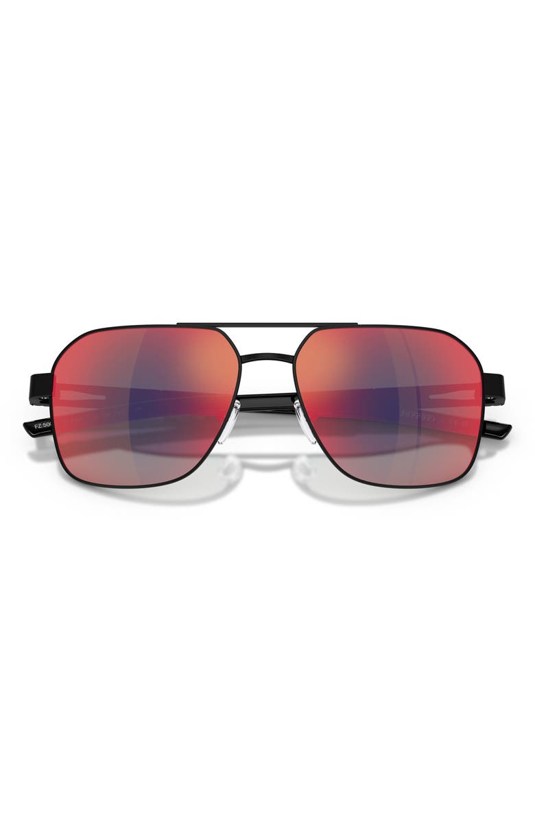 Scuderia Ferrari 57mm Square Sunglasses, Alternate, color, Matte Black / Black