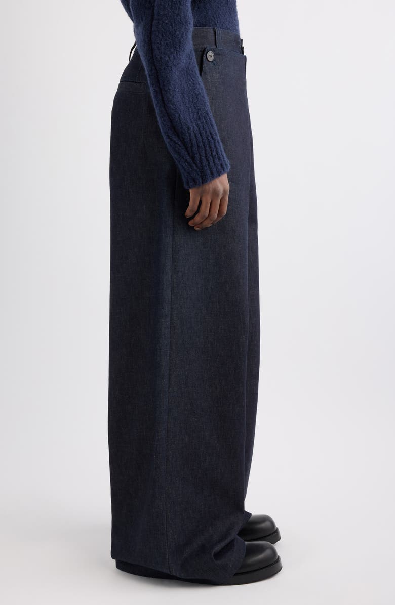 Dries Van Noten Pennined Foldover Waist Wide Leg Jeans, Alternate, color, Indigo