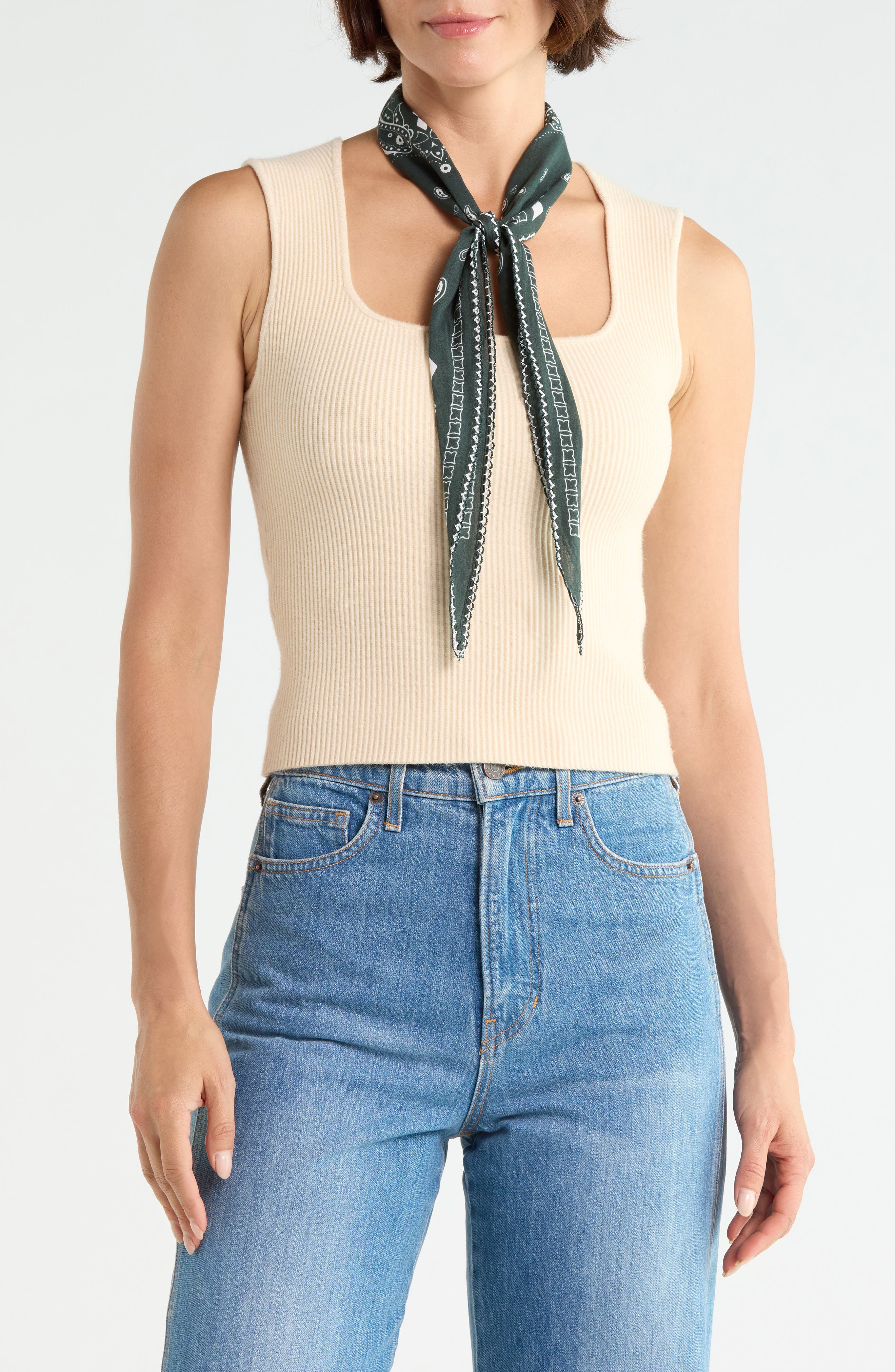 Eyelet Trim Skinny Scarf