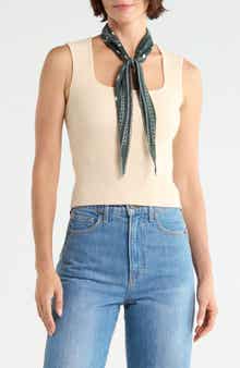 Eyelet Trim Skinny Scarf