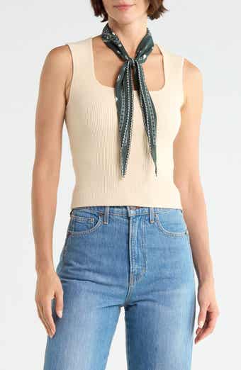 Eyelet Trim Skinny Scarf