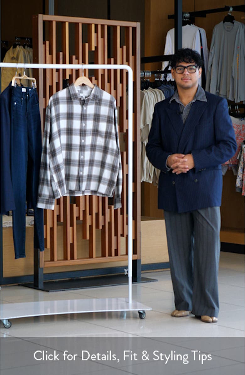 Check Boxy Cotton Flannel Button-Up Shirt, sales video thumbnail