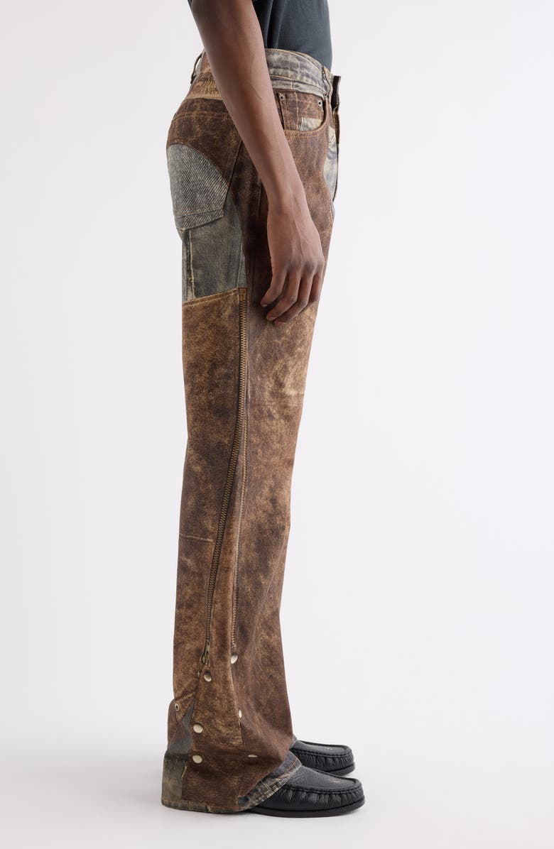 Acne Studios Regular Fit Chaps Trompe l'Oeil Jeans, Alternate, color, Blue/ Brown