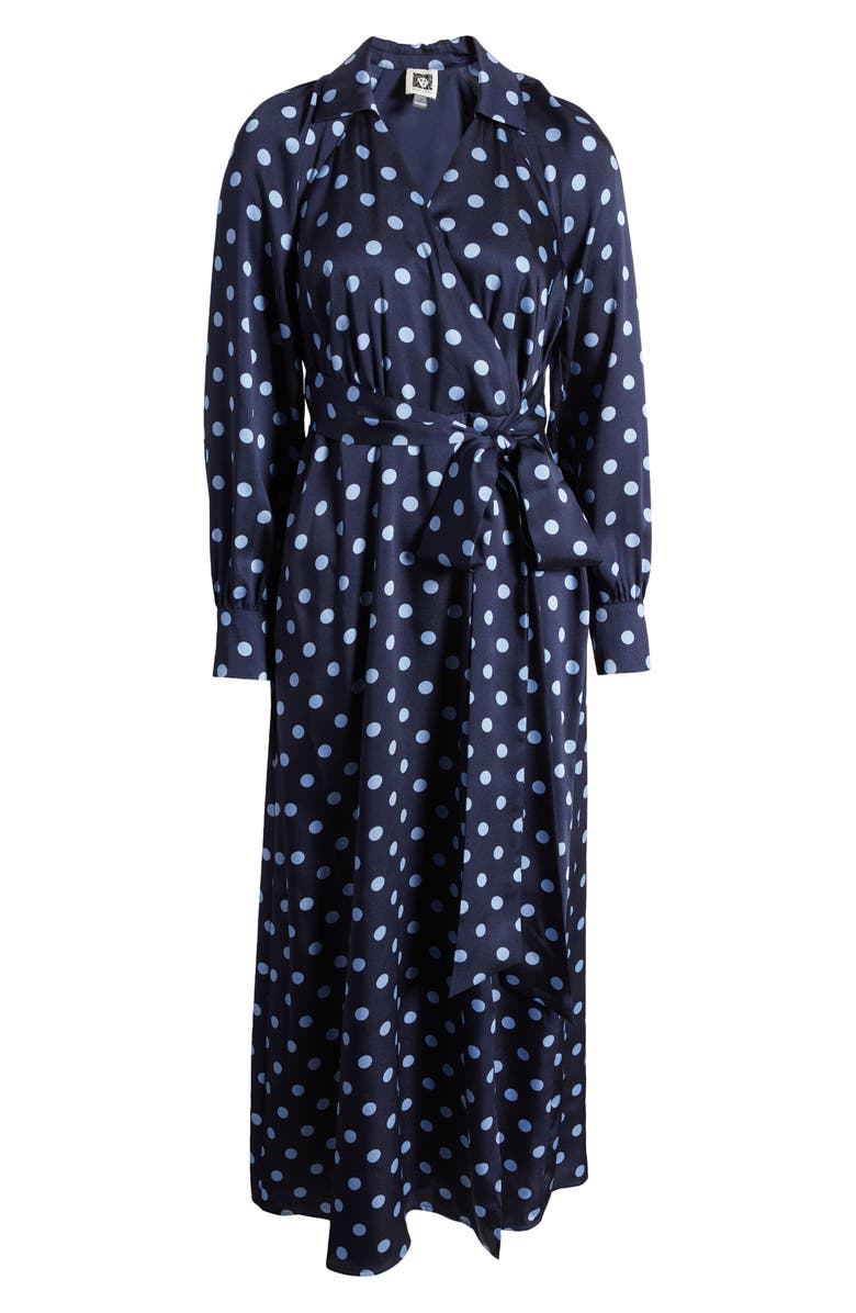 Anne Klein Polka Dot Long Sleeve Faux Wrap Dress, Alternate, color,
