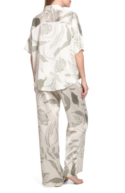 Midnight Bakery Seagrass Satin Pajamas In White