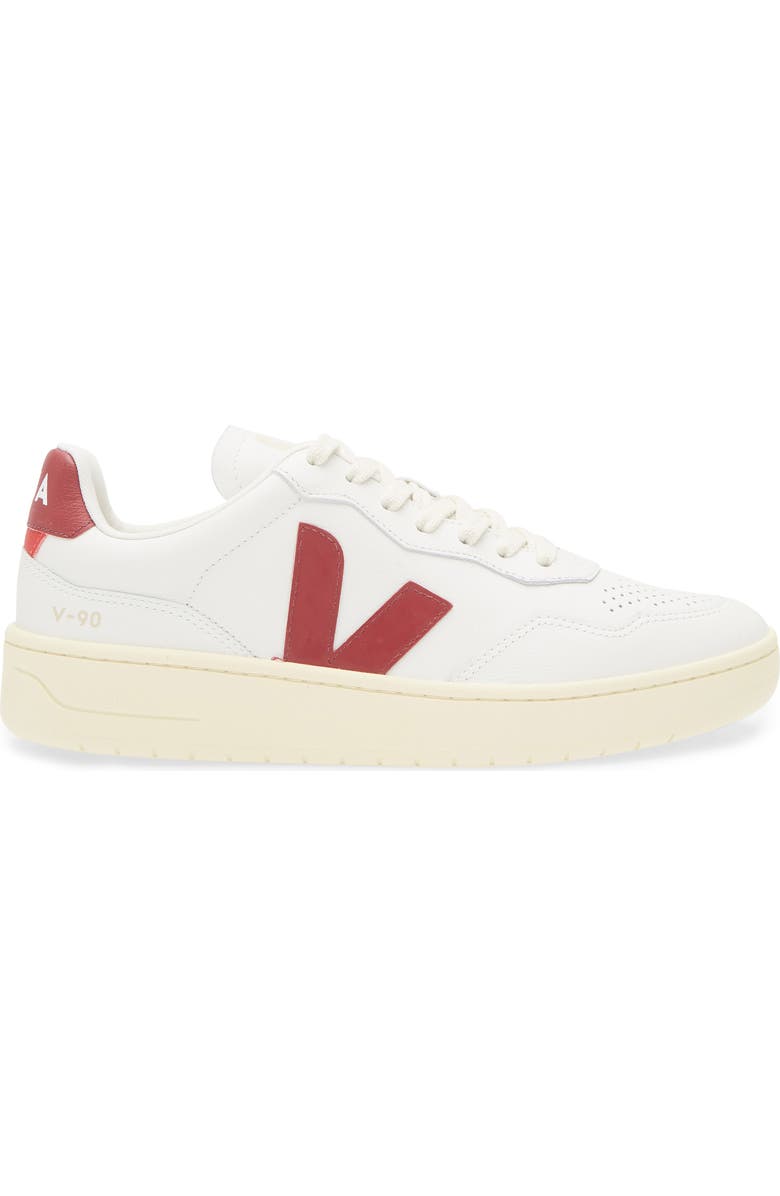 Veja V-90 Leather Sneaker, Alternate, color, Extra-White Marsala