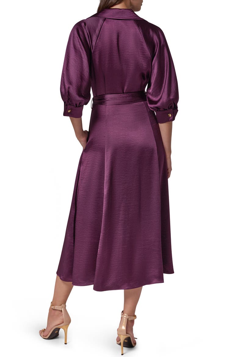 Satin Midi Shirtdress, Alternate, color, BERRY