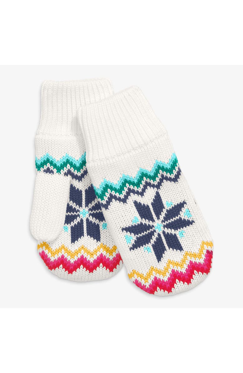 Primary Kids Fleece-Lined Snowflake Fair Isle Mittens, Main, color, Ivory Rainbow