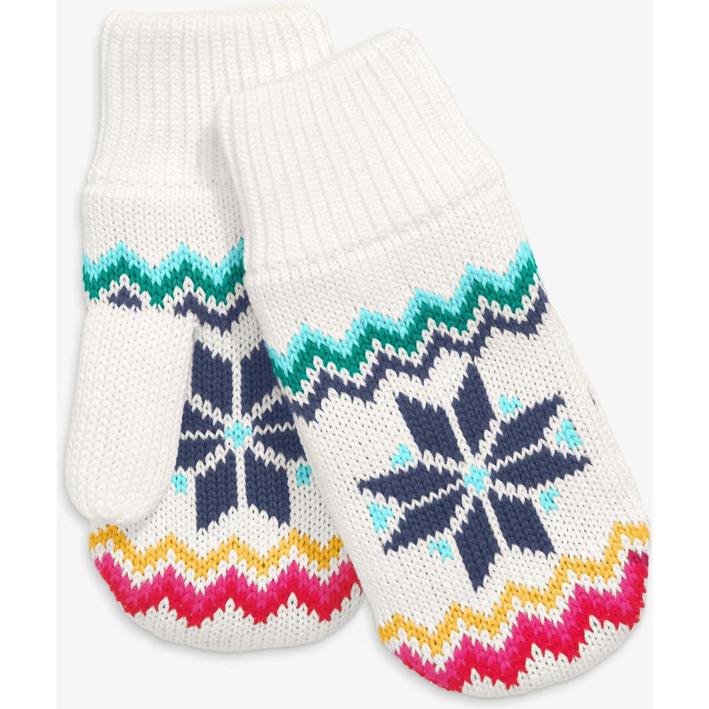 Primary Kids Fleece-lined Snowflake Fair Isle Mittens In White