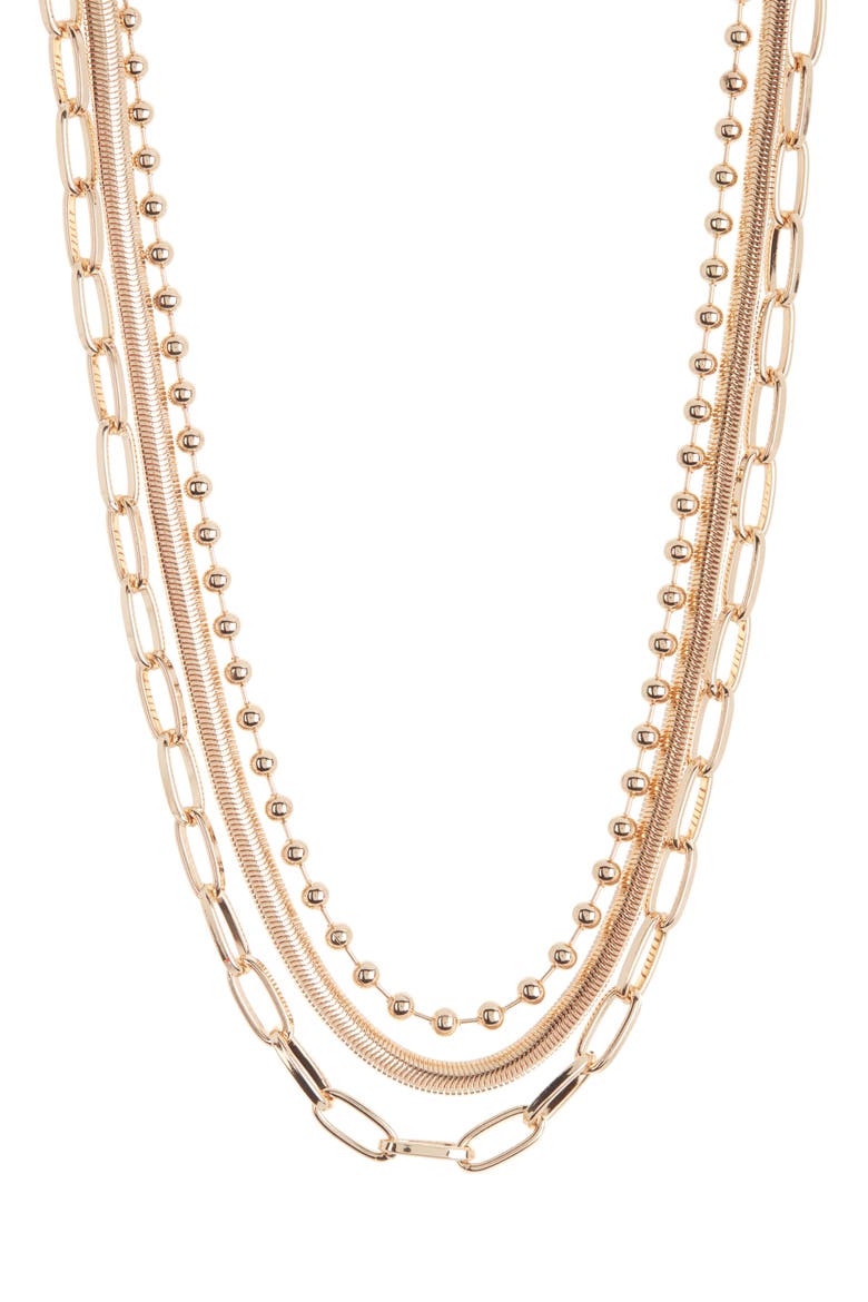 Assorted Layered Chain Necklace, Main, color, GOLD