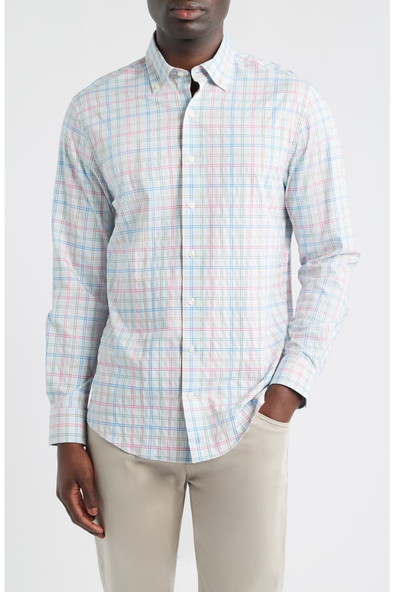 Bingham Tattersall Check Everyday Performance Button-Down Shirt, Main, color, GULF BLUE