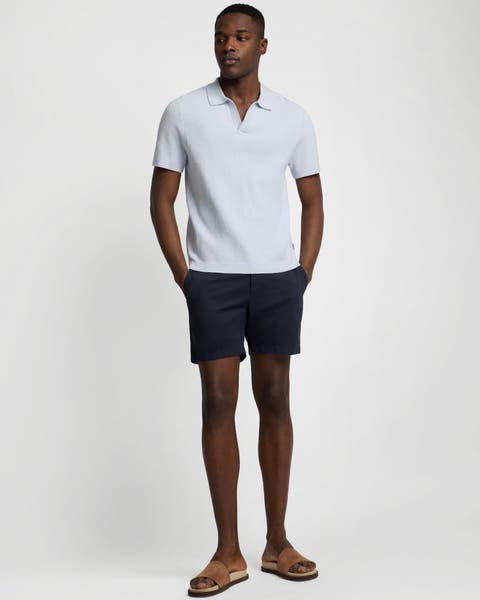 Textured Cotton Johnny Collar Polo