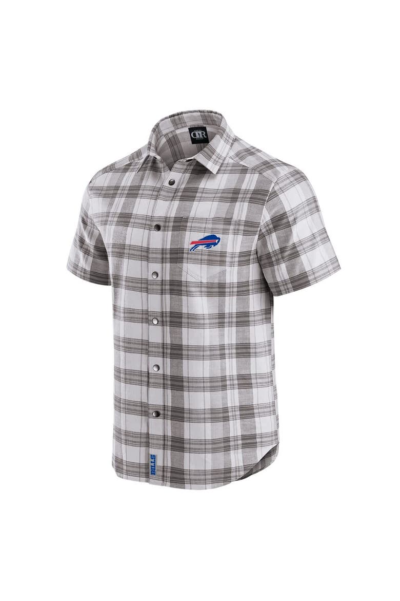 Men's Darius Rucker Collection by Fanatics Gray Buffalo Bills Team Plaid Short Sleeve Full-Snap Shirt, Alternate, color, Gray