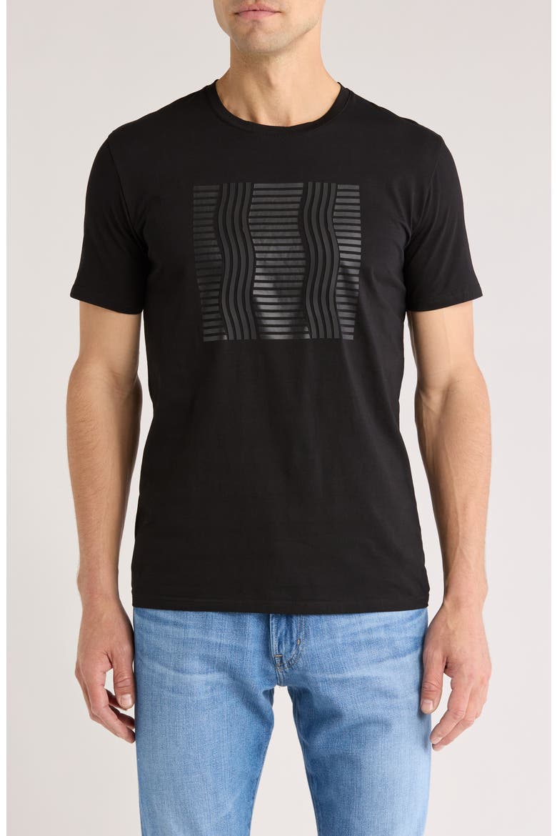 3D Abstract Stretch Cotton Graphic T-Shirt, Main, color, BLACK