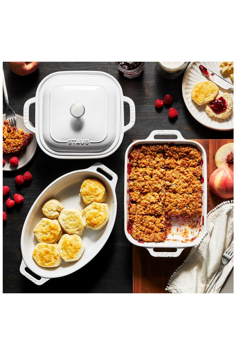 4-Piece Ceramic Baking Dish Set, Alternate, color, WHITE