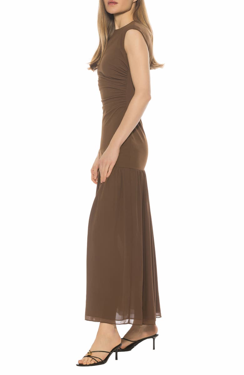 Alexia Admor Caelen Cap Sleeve Drop Waist Maxi Dress, Alternate, color, Brown