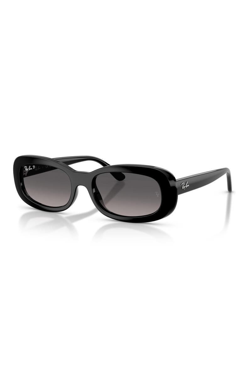 53mm Polarized Oval Sunglasses, Alternate, color, BLACK / GRADIENT GREY POLAR