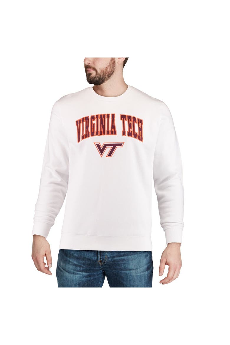 Men's Colosseum White Virginia Tech Hokies Arch & Logo Crew Neck Sweatshirt, Alternate, color, White