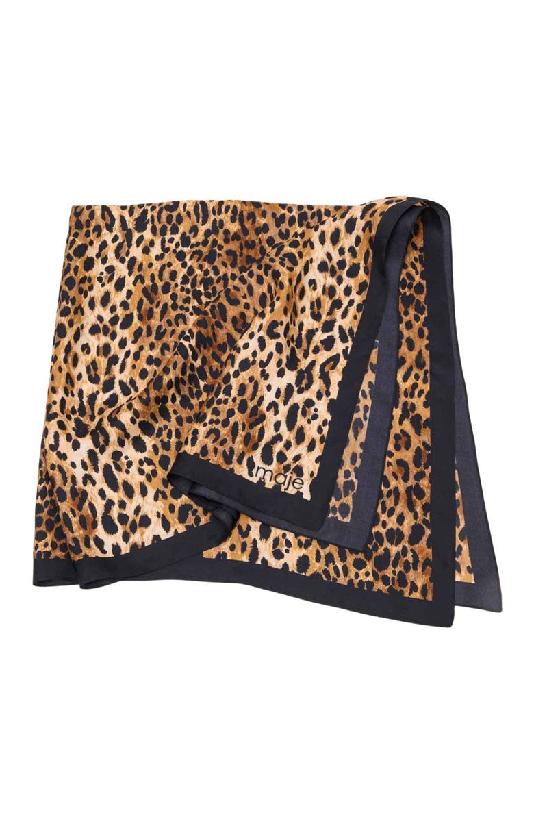 maje Leopard print scarf, Alternate, color, 