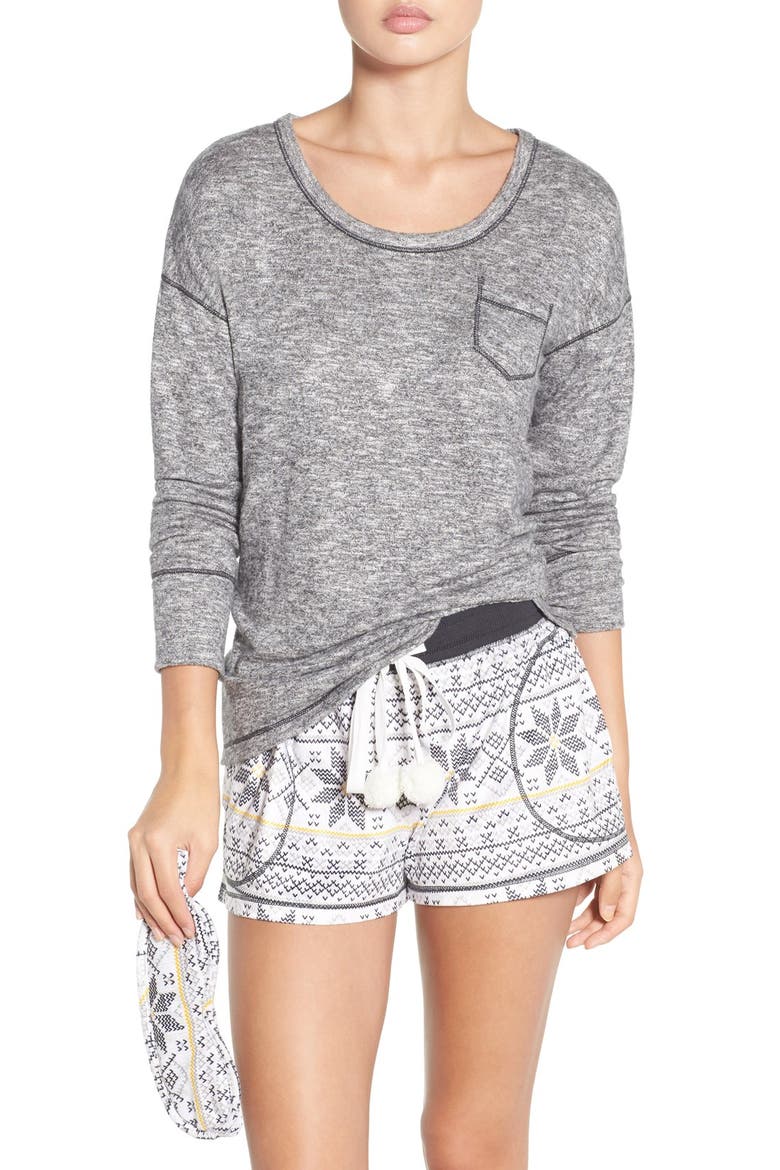 Short Pajamas & Eye Mask, Main, color, JUST NUDE FAIRISLE