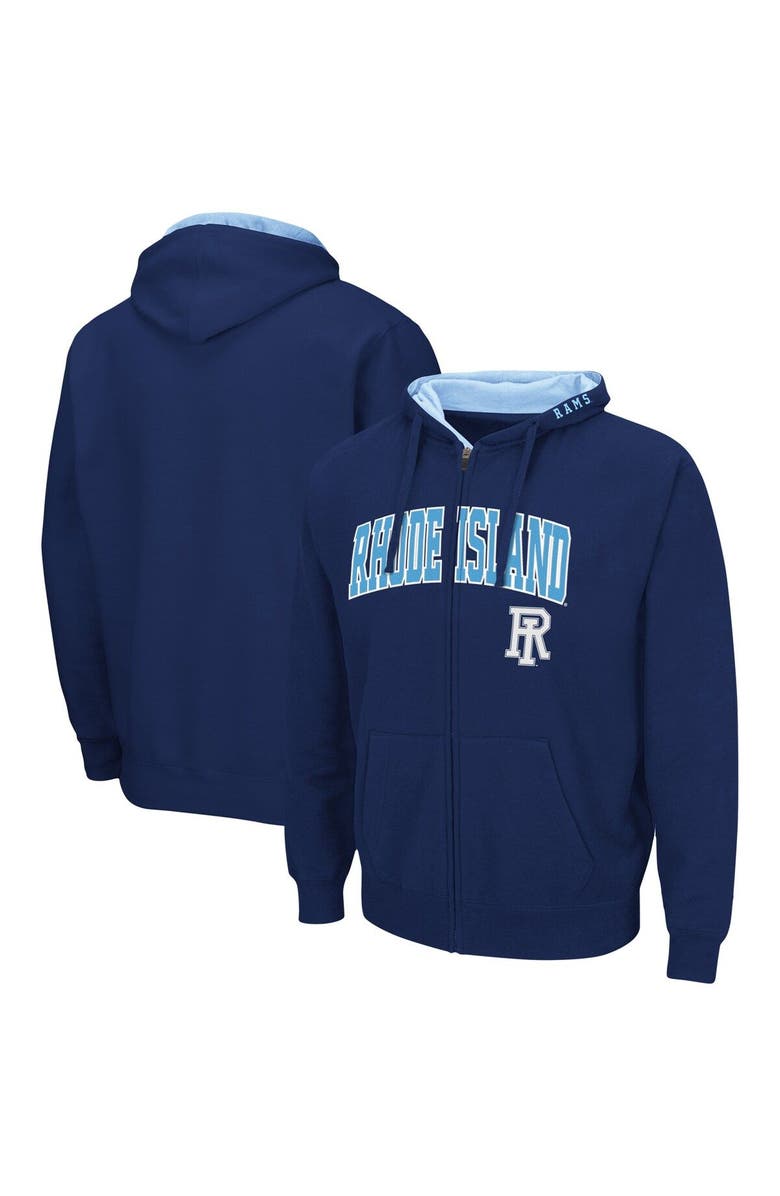 COLOSSEUM Men's Colosseum Navy Rhode Island Rams Arch & Logo 3.0 Full-Zip Hoodie, Alternate, color, Navy