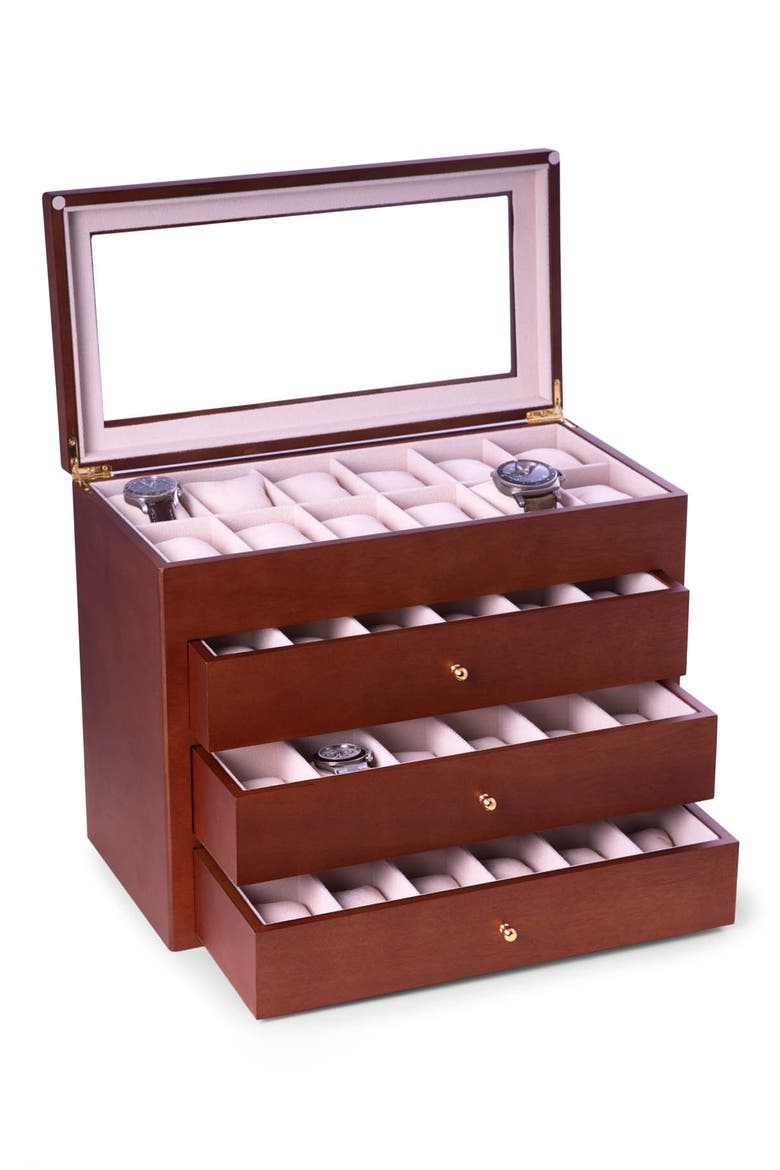 Wood Watch Box, Alternate, color, BROWN