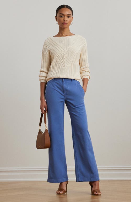 RALPH LAUREN LAUREN RALPH LAUREN WIDE LEG COTTON TWILL PANTS 