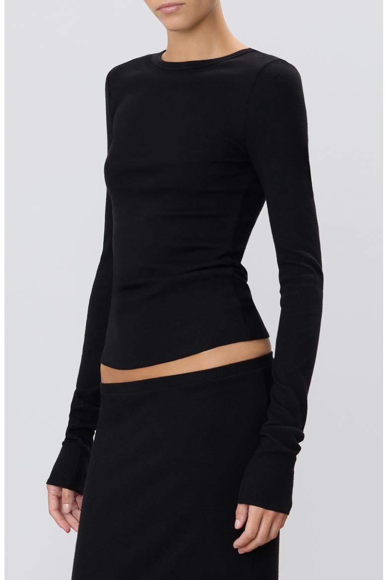 Long Sleeve Fitted T-Shirt, Alternate, color, BLACK