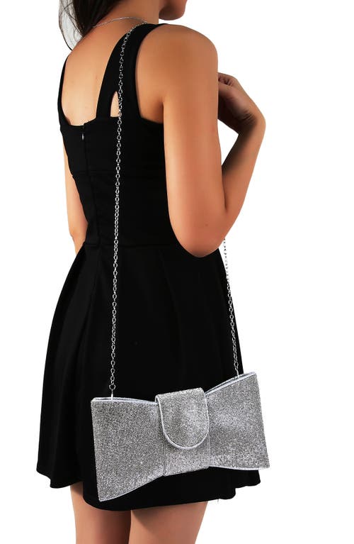 Berness Rhinestone Bow Clutch In Silver