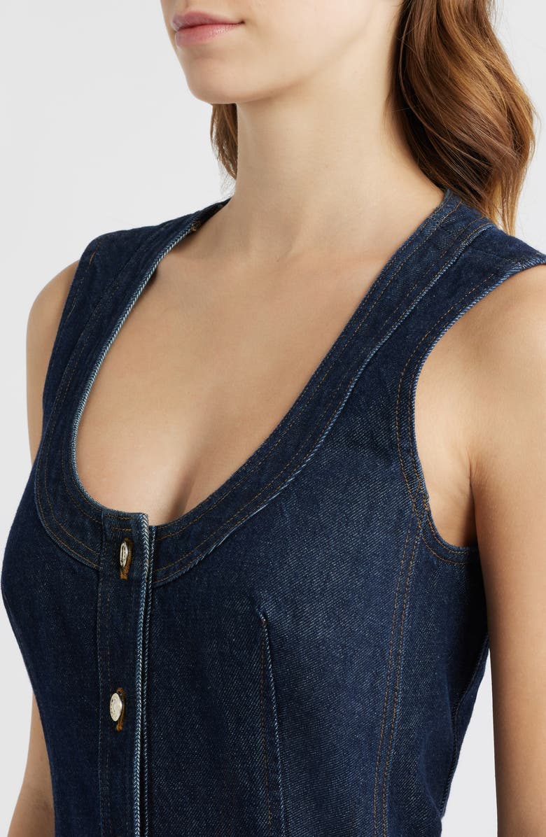 FRAME The Patch Pocket Sleeveless Denim Minidress, Alternate, color, Rinse