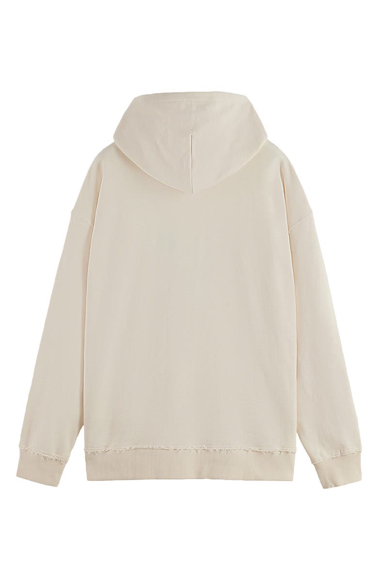 Scotch & Soda Loose Fit Embroidered Cotton Fleece Hoodie, Alternate, color, Eggnog