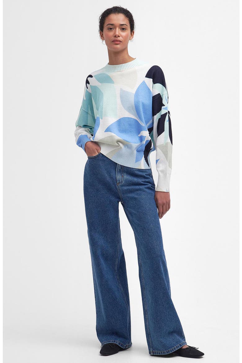 Nadia Floral Print Cotton Sweater, Alternate, color, MULTI