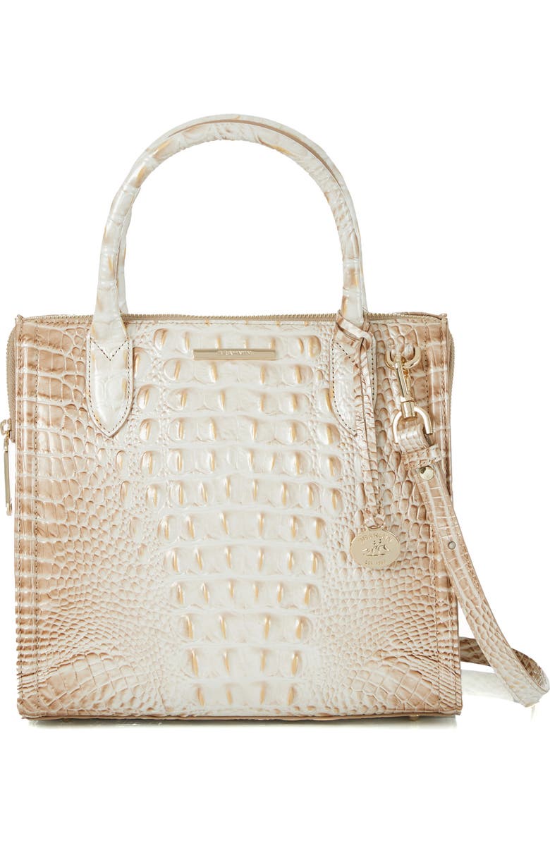 Brahmin Small Caroline Croc Embossed Leather Satchel, Alternate, color, Contour