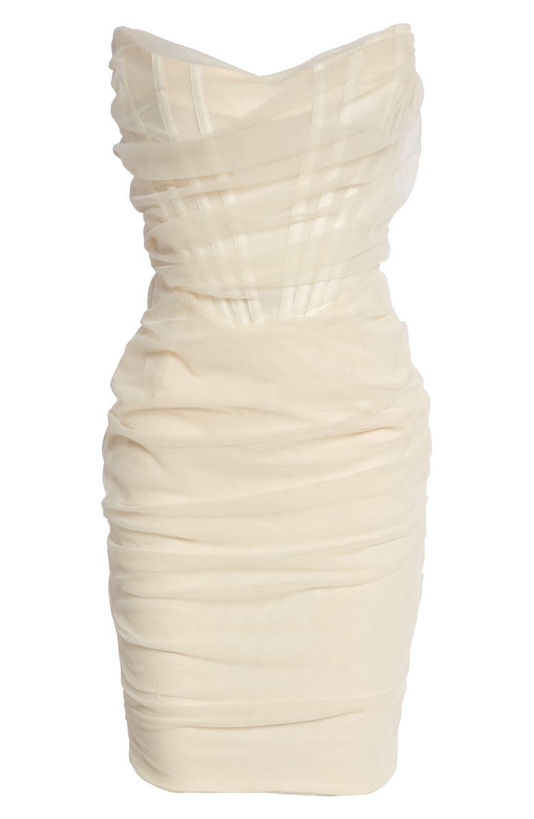 HOUSE OF CB Leila Mesh Strapless Corset Dress, Alternate, color, Ivory