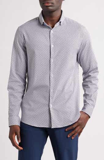 Flower Mosaic Stretch Cotton & Lyocell Button-Up Shirt