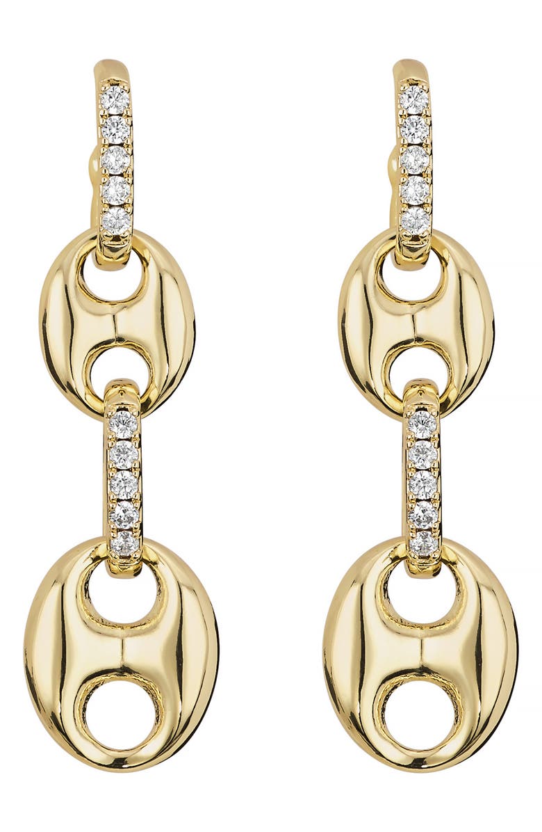 ATHRA LUXE Pavé Mariner Link Drop Earrings, Main, color, Gold