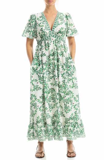 MAX STUDIO Flutter Sleeve Empire Waist Maxi Dress