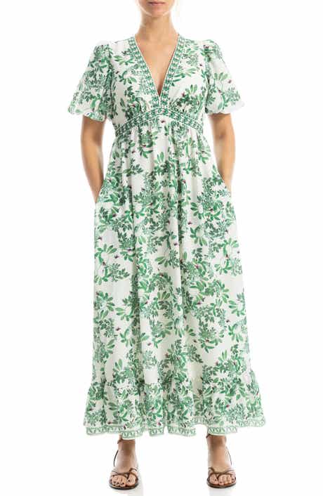 MAX STUDIO Flutter Sleeve Empire Waist Maxi Dress