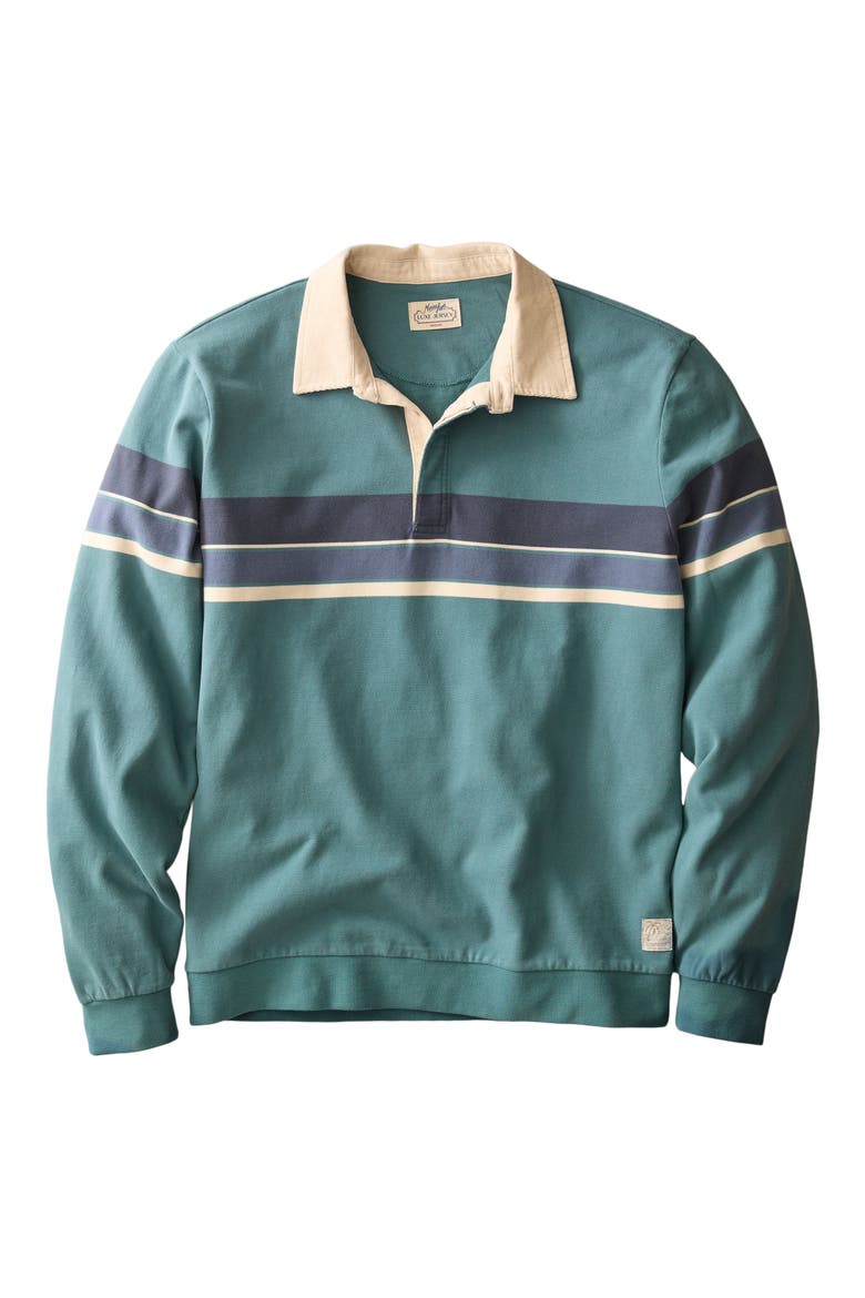 Stripe Organic Cotton Rugby Polo, Alternate, color, HYDRO