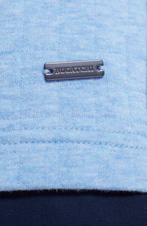 Bugatchi Waffle Quarter Zip Cotton Blend Pullover In Blue