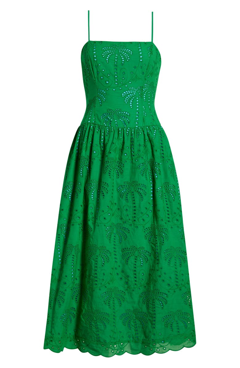 SUGARLIPS Selry Eyelet Palm Midi Sundress, Main, color, 