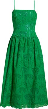 SUGARLIPS Selry Eyelet Palm Midi Sundress