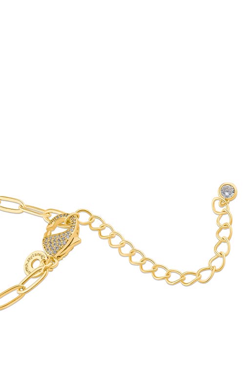 Cz By Kenneth Jay Lane Cubic Zirconia Paper Clip Chain Station Necklace In Clear Gold
