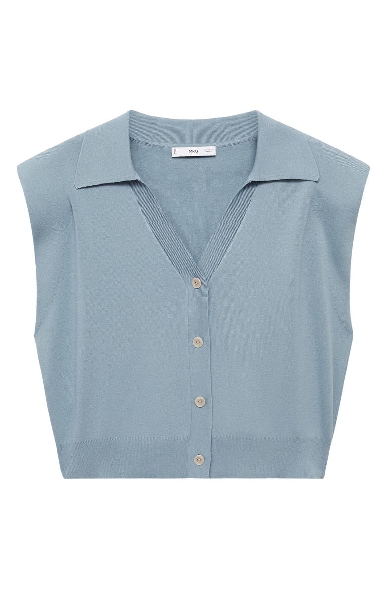 MANGO Padded Shoulder Sweater Vest, Alternate, color, Blue