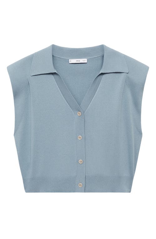 Mango Padded Shoulder Sweater Vest In Blue