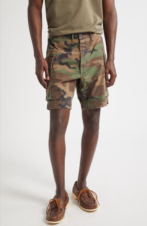 Camouflage Ripstop Cotton Cargo Shorts