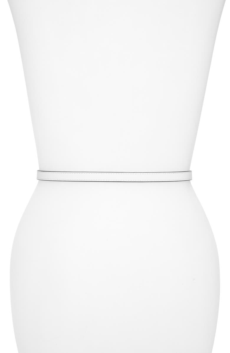 Tory Burch Skinny Leather Logo Belt, Alternate, color, 