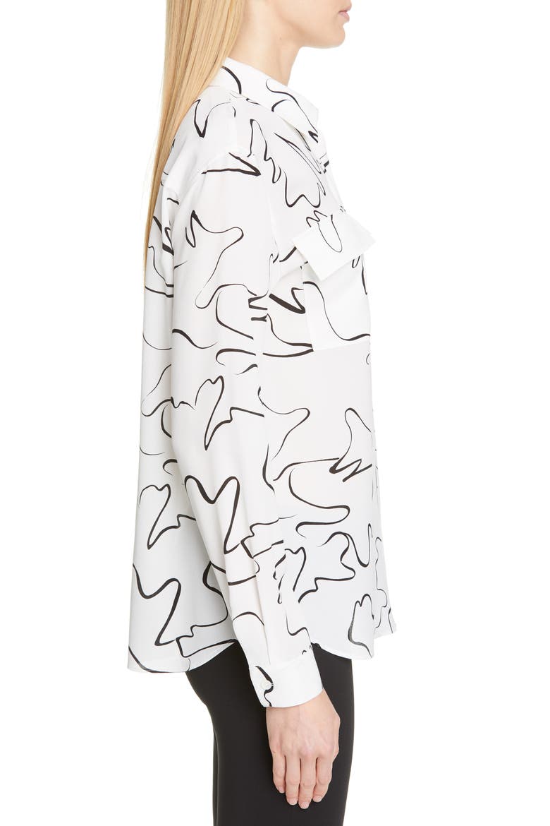 Zora Scribble Print Silk Blouse, Alternate, color, CLOUD MULTI