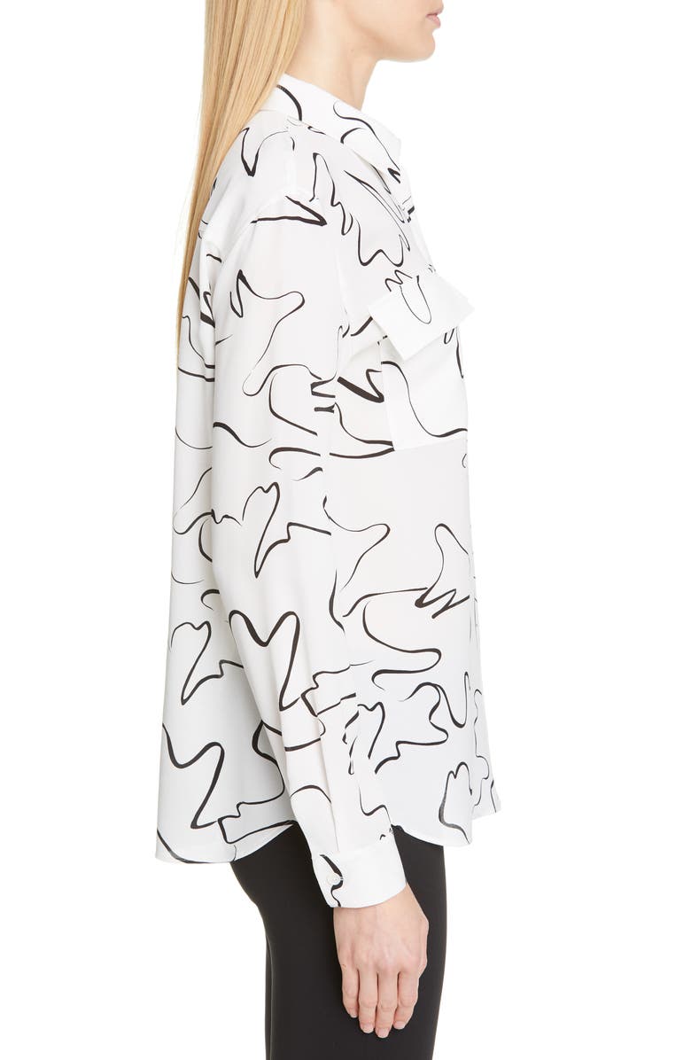 Lafayette 148 New York Zora Scribble Print Silk Blouse, Alternate, color,