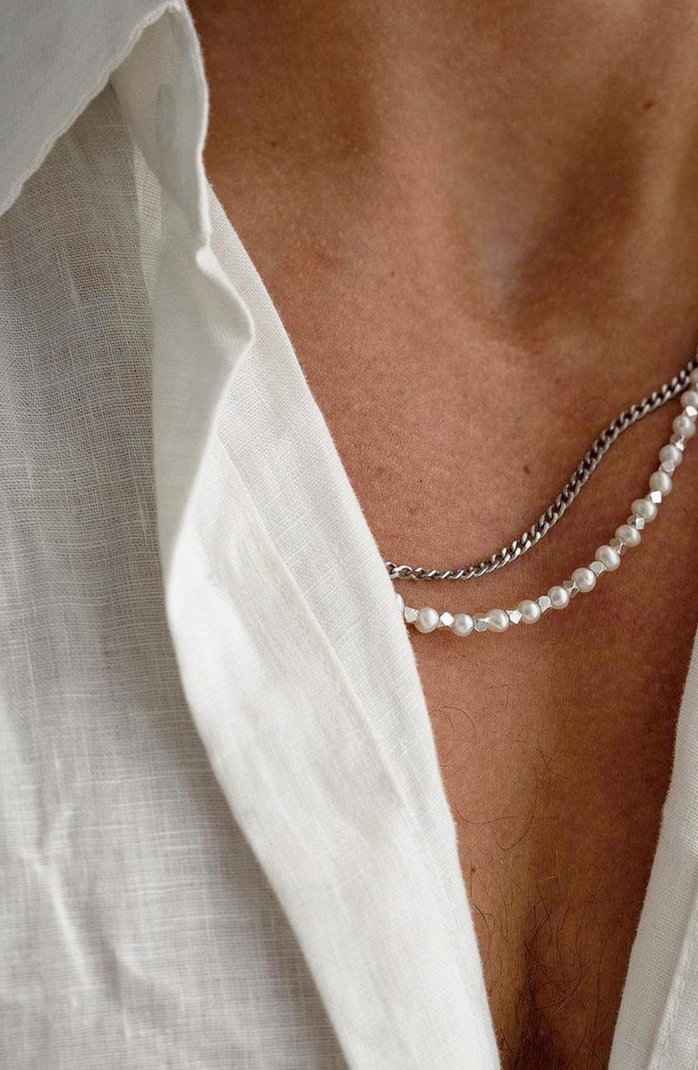 Nialaya Cuban Link Chain Necklace, Alternate, color, Silver